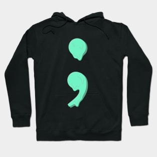 dripping/melting semicolon in pastel mint green Hoodie